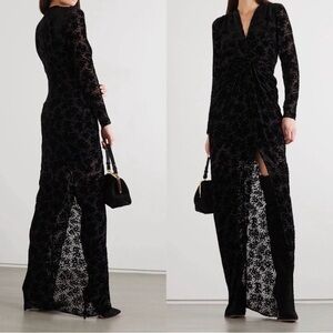 Veronica Beard Ruthie Dress Black Velvet Flocked Gown Size 4